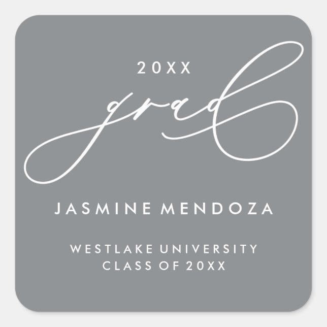 SIMPLE WHIMSICAL CALLIGRAPHY GRADUATION STICKER (Front)