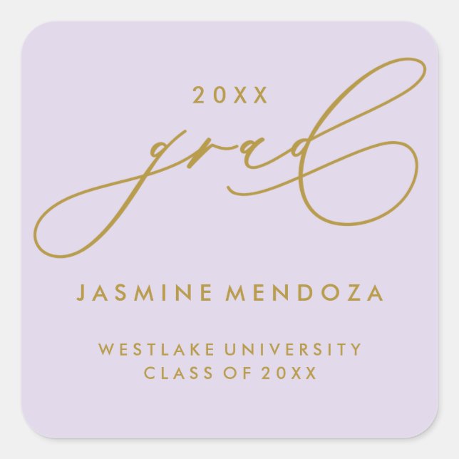 SIMPLE WHIMSICAL CALLIGRAPHY GRADUATION STICKER (Front)
