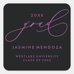 SIMPLE WHIMSICAL CALLIGRAPHY GRADUATION STICKER