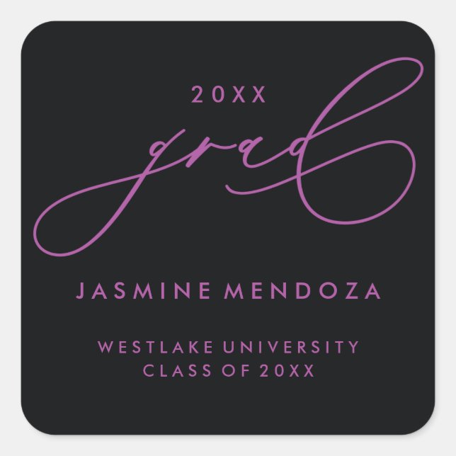 SIMPLE WHIMSICAL CALLIGRAPHY GRADUATION STICKER (Front)