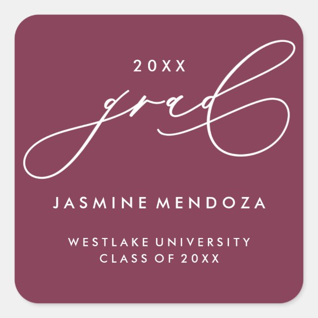 SIMPLE WHIMSICAL CALLIGRAPHY GRADUATION STICKER (Front)