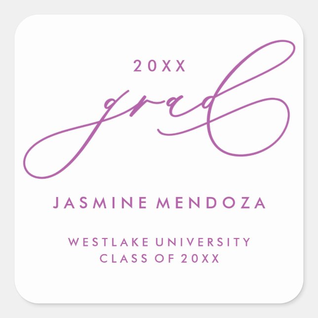 SIMPLE WHIMSICAL CALLIGRAPHY GRADUATION STICKER (Front)