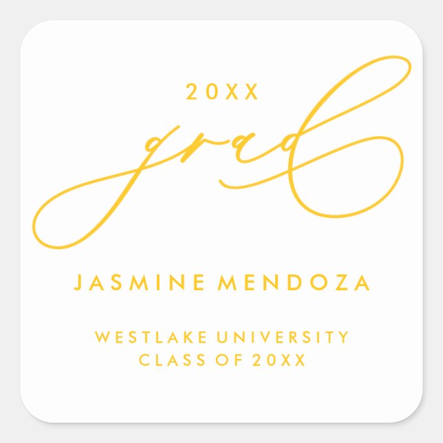 SIMPLE WHIMSICAL CALLIGRAPHY GRADUATION STICKER (Front)