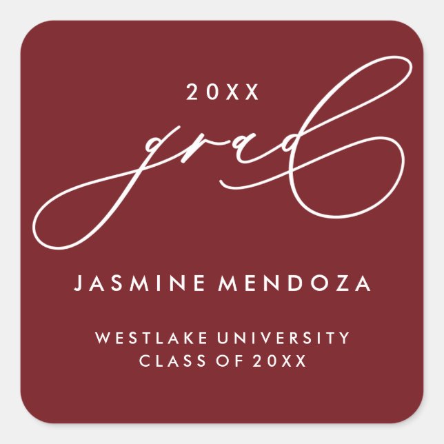 SIMPLE WHIMSICAL CALLIGRAPHY GRADUATION STICKER (Front)