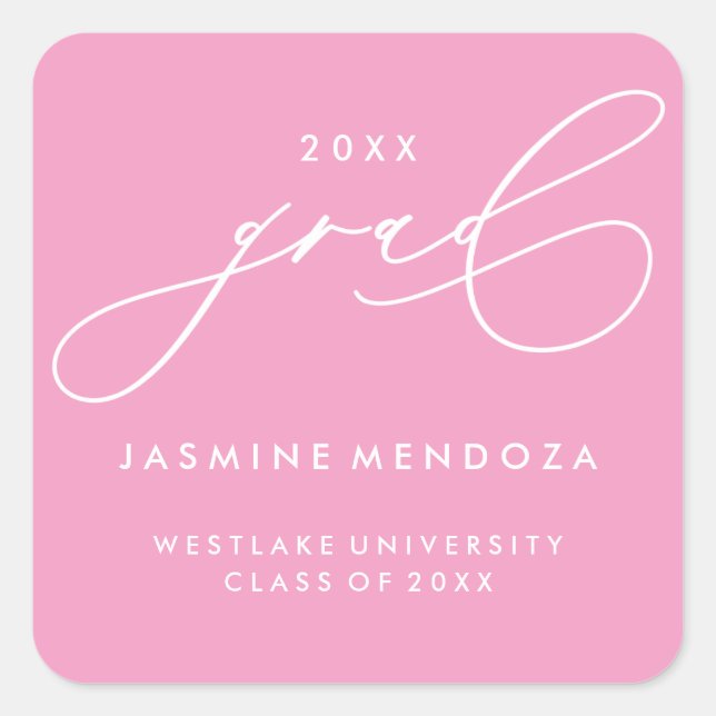 SIMPLE WHIMSICAL CALLIGRAPHY GRADUATION STICKER (Front)