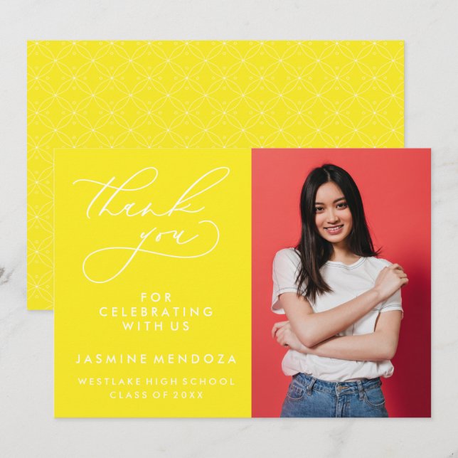 SIMPLE WHIMSICAL CALLIGRAPHY GRADUATION THANK YOU (Front/Back)