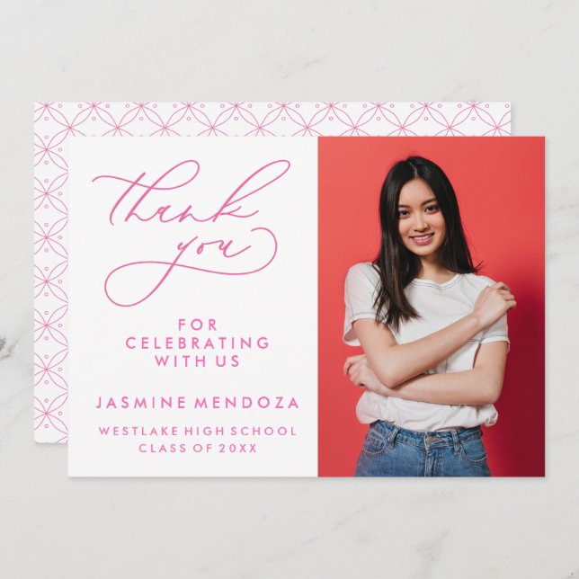 SIMPLE WHIMSICAL CALLIGRAPHY GRADUATION THANK YOU (Front/Back)