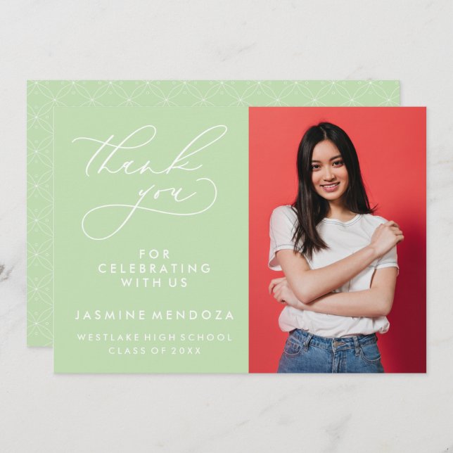 SIMPLE WHIMSICAL CALLIGRAPHY GRADUATION THANK YOU (Front/Back)