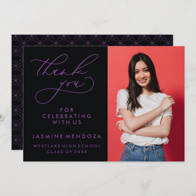 SIMPLE WHIMSICAL CALLIGRAPHY GRADUATION THANK YOU (Front/Back)