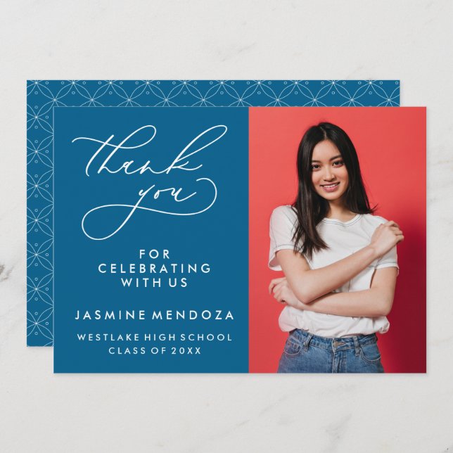 SIMPLE WHIMSICAL CALLIGRAPHY GRADUATION THANK YOU (Front/Back)