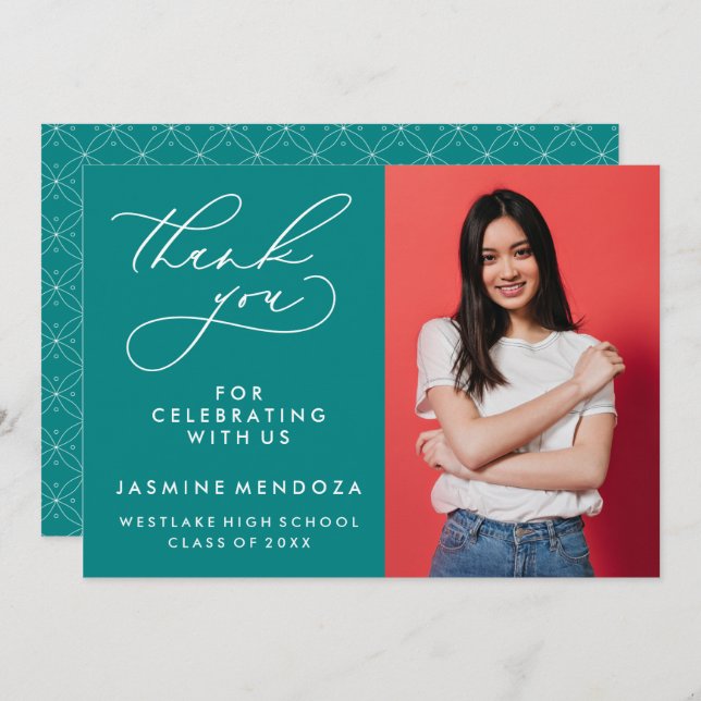 SIMPLE WHIMSICAL CALLIGRAPHY GRADUATION THANK YOU (Front/Back)