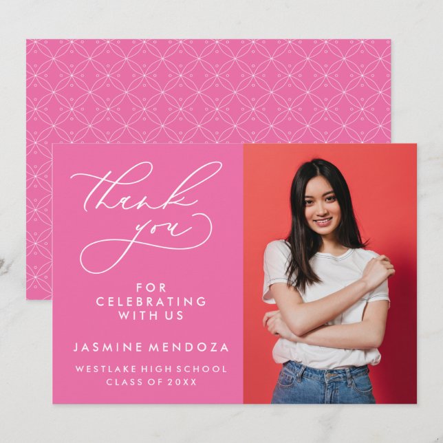 SIMPLE WHIMSICAL CALLIGRAPHY GRADUATION THANK YOU CARD (Front/Back)