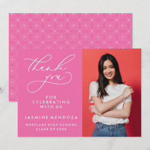 SIMPLE WHIMSICAL CALLIGRAPHY GRADUATION THANK YOU CARD