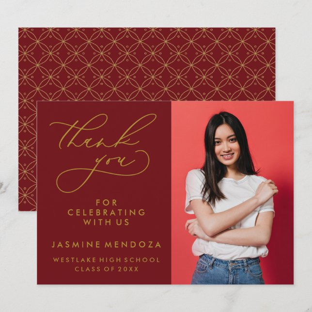 SIMPLE WHIMSICAL CALLIGRAPHY GRADUATION THANK YOU CARD (Front/Back)