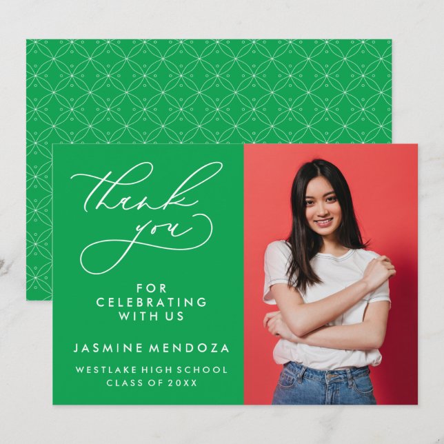 SIMPLE WHIMSICAL CALLIGRAPHY GRADUATION THANK YOU CARD (Front/Back)