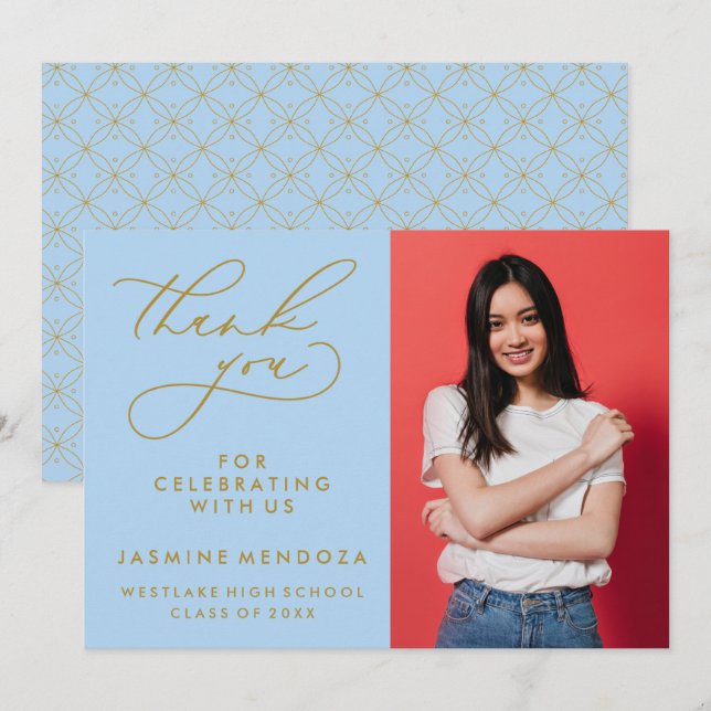 SIMPLE WHIMSICAL CALLIGRAPHY GRADUATION THANK YOU CARD (Front/Back)