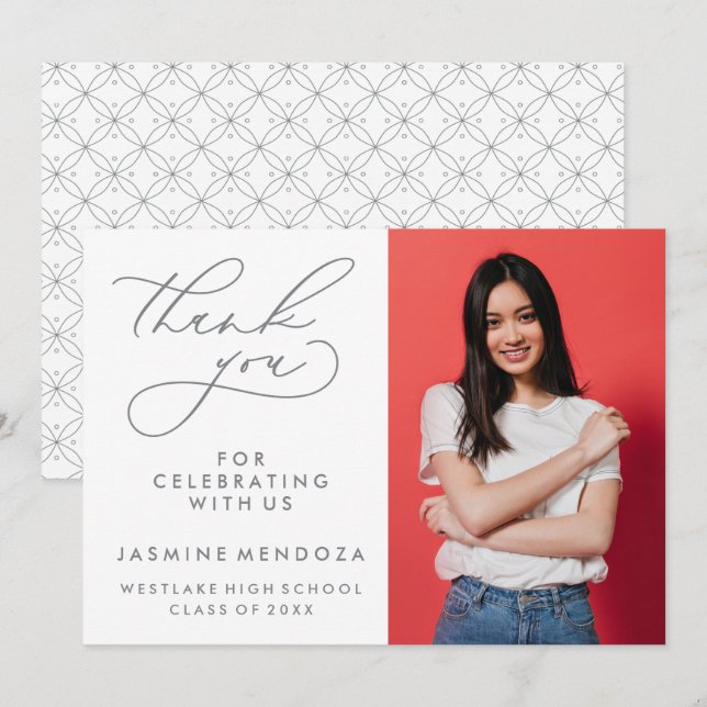 SIMPLE WHIMSICAL CALLIGRAPHY GRADUATION THANK YOU CARD (Front/Back)