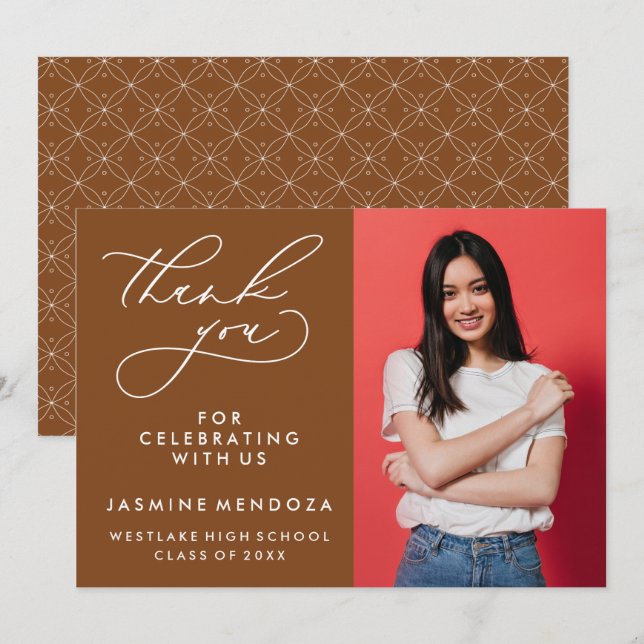 SIMPLE WHIMSICAL CALLIGRAPHY GRADUATION THANK YOU CARD (Front/Back)