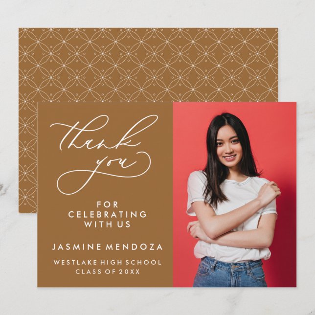SIMPLE WHIMSICAL CALLIGRAPHY GRADUATION THANK YOU CARD (Front/Back)