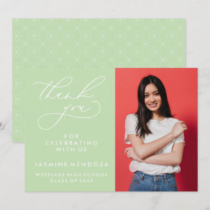 SIMPLE WHIMSICAL CALLIGRAPHY GRADUATION THANK YOU CARD