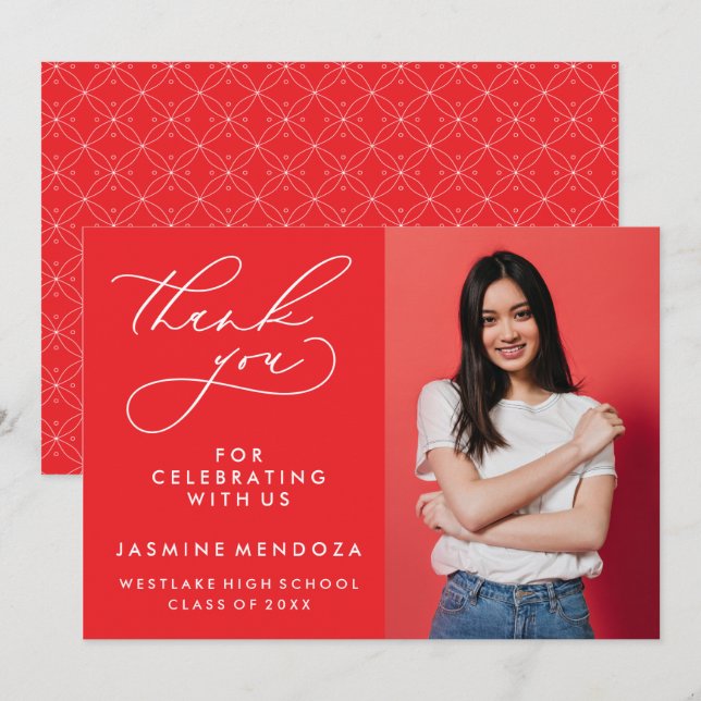 SIMPLE WHIMSICAL CALLIGRAPHY GRADUATION THANK YOU CARD (Front/Back)