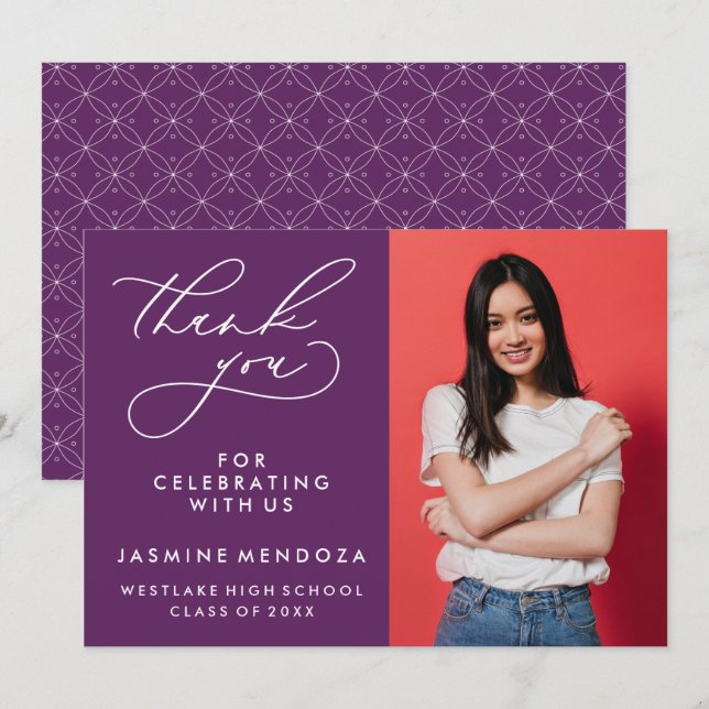 SIMPLE WHIMSICAL CALLIGRAPHY GRADUATION THANK YOU CARD (Front/Back)