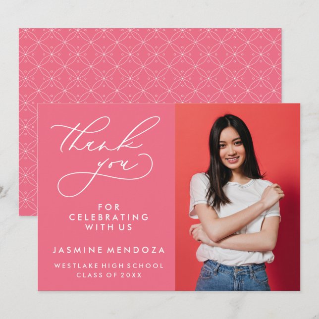 SIMPLE WHIMSICAL CALLIGRAPHY GRADUATION THANK YOU CARD (Front/Back)