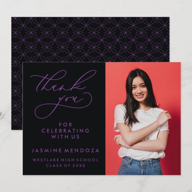 SIMPLE WHIMSICAL CALLIGRAPHY GRADUATION THANK YOU CARD (Front/Back)