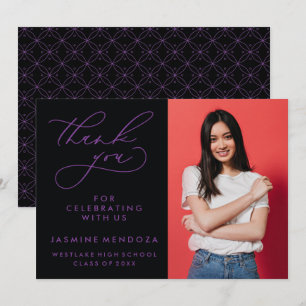 SIMPLE WHIMSICAL CALLIGRAPHY GRADUATION THANK YOU CARD