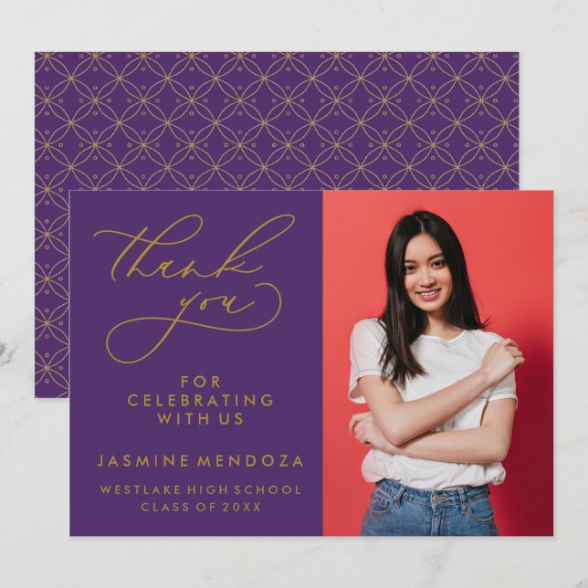 SIMPLE WHIMSICAL CALLIGRAPHY GRADUATION THANK YOU CARD (Front/Back)