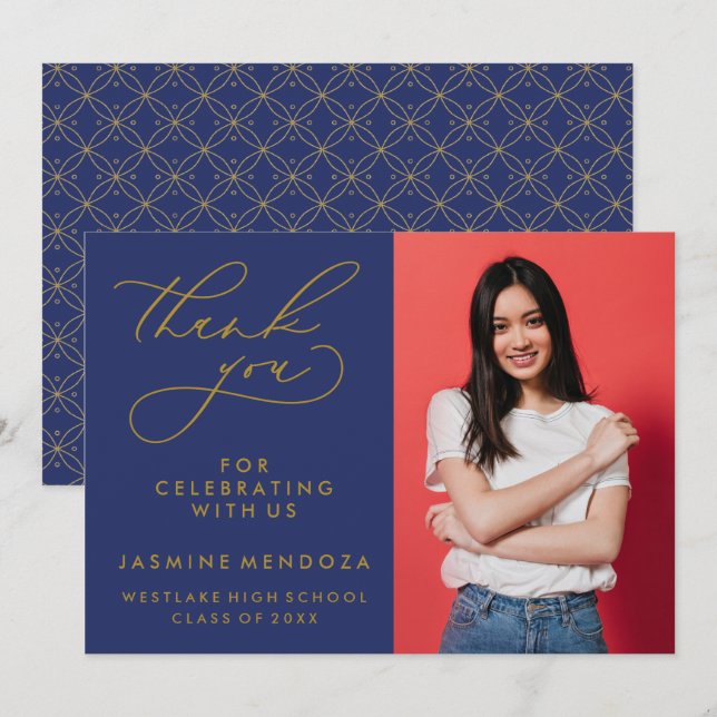 SIMPLE WHIMSICAL CALLIGRAPHY GRADUATION THANK YOU CARD (Front/Back)