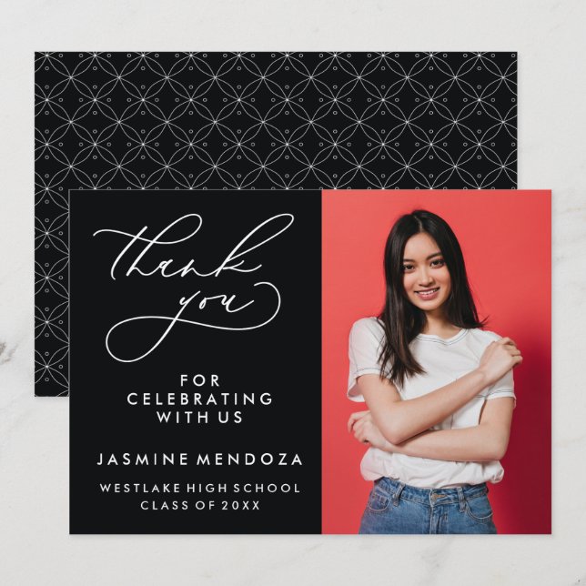SIMPLE WHIMSICAL CALLIGRAPHY GRADUATION THANK YOU CARD (Front/Back)