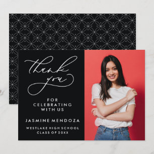 SIMPLE WHIMSICAL CALLIGRAPHY GRADUATION THANK YOU CARD