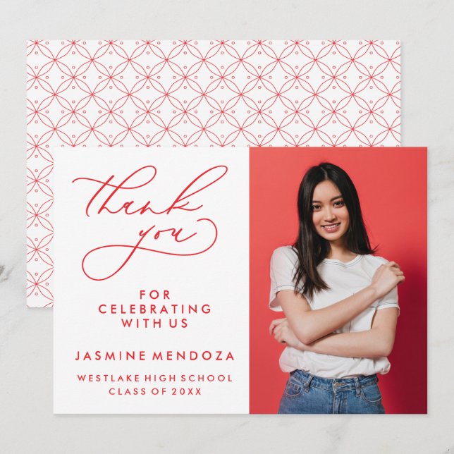 SIMPLE WHIMSICAL CALLIGRAPHY GRADUATION THANK YOU CARD (Front/Back)