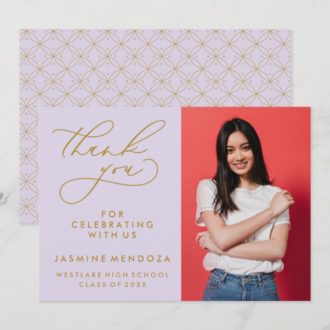 SIMPLE WHIMSICAL CALLIGRAPHY GRADUATION THANK YOU CARD (Front/Back)