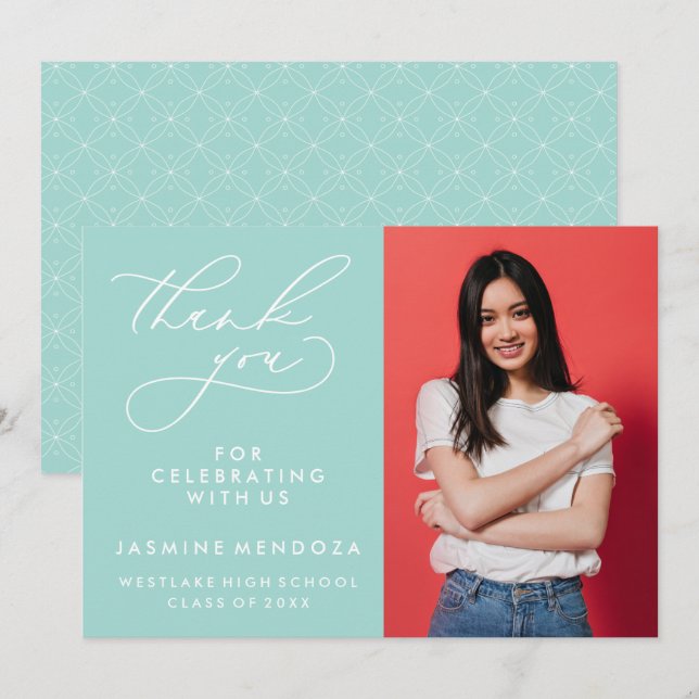 SIMPLE WHIMSICAL CALLIGRAPHY GRADUATION THANK YOU CARD (Front/Back)