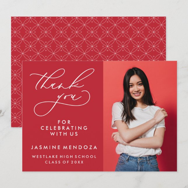 SIMPLE WHIMSICAL CALLIGRAPHY GRADUATION THANK YOU CARD (Front/Back)