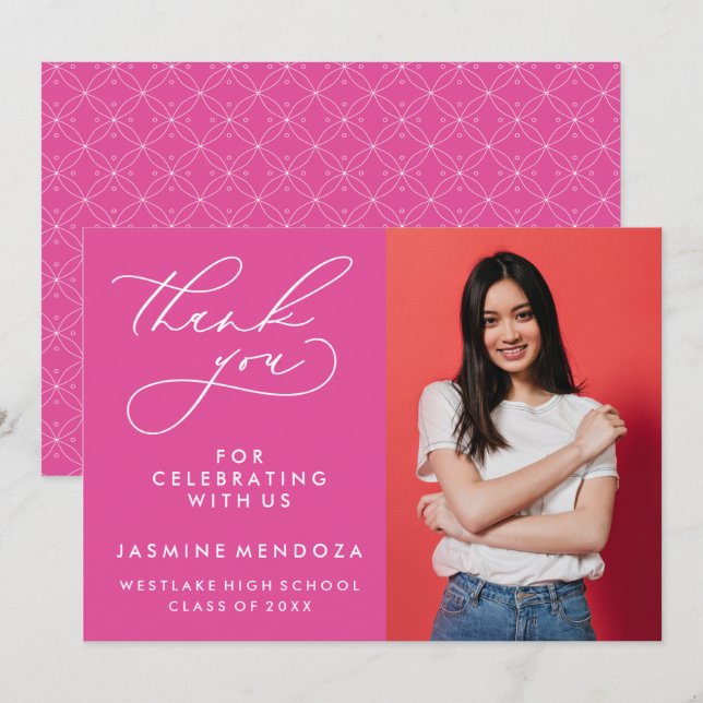 SIMPLE WHIMSICAL CALLIGRAPHY GRADUATION THANK YOU CARD (Front/Back)
