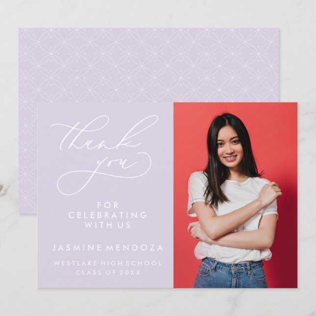 SIMPLE WHIMSICAL CALLIGRAPHY GRADUATION THANK YOU CARD (Front/Back)