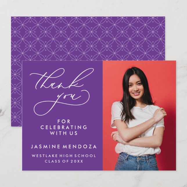 SIMPLE WHIMSICAL CALLIGRAPHY GRADUATION THANK YOU CARD (Front/Back)