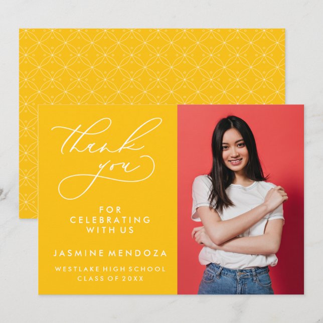 SIMPLE WHIMSICAL CALLIGRAPHY GRADUATION THANK YOU CARD (Front/Back)