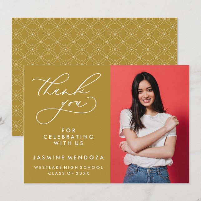 SIMPLE WHIMSICAL CALLIGRAPHY GRADUATION THANK YOU CARD (Front/Back)