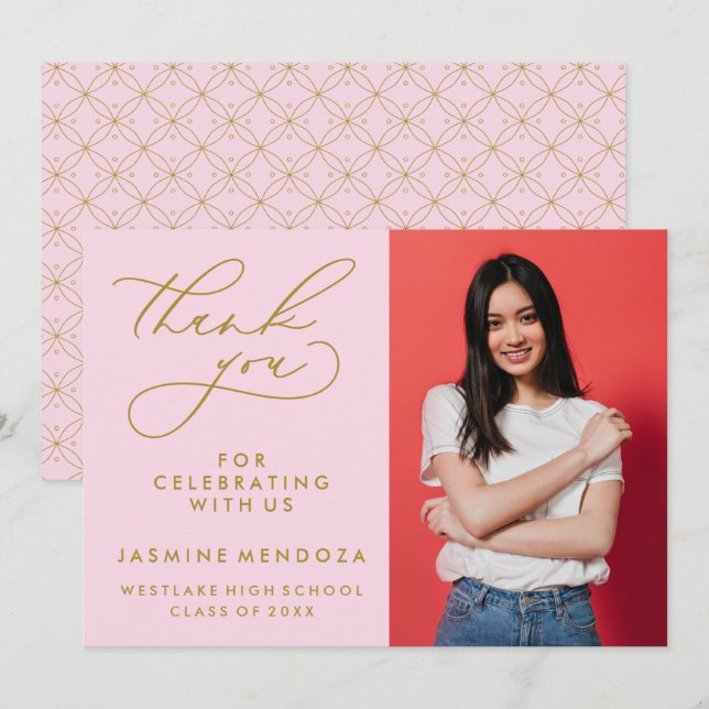 SIMPLE WHIMSICAL CALLIGRAPHY GRADUATION THANK YOU CARD (Front/Back)