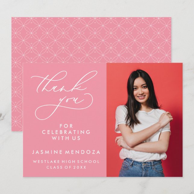 SIMPLE WHIMSICAL CALLIGRAPHY GRADUATION THANK YOU CARD (Front/Back)