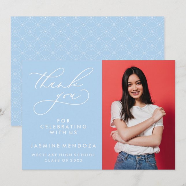 SIMPLE WHIMSICAL CALLIGRAPHY GRADUATION THANK YOU CARD (Front/Back)