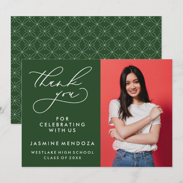 SIMPLE WHIMSICAL CALLIGRAPHY GRADUATION THANK YOU CARD (Front/Back)