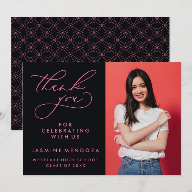 SIMPLE WHIMSICAL CALLIGRAPHY GRADUATION THANK YOU CARD (Front/Back)