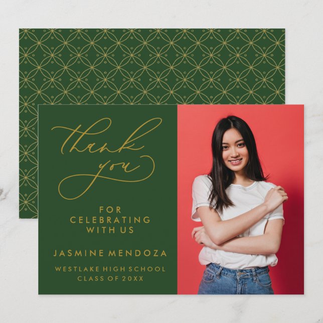SIMPLE WHIMSICAL CALLIGRAPHY GRADUATION THANK YOU CARD (Front/Back)