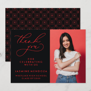 SIMPLE WHIMSICAL CALLIGRAPHY GRADUATION THANK YOU CARD