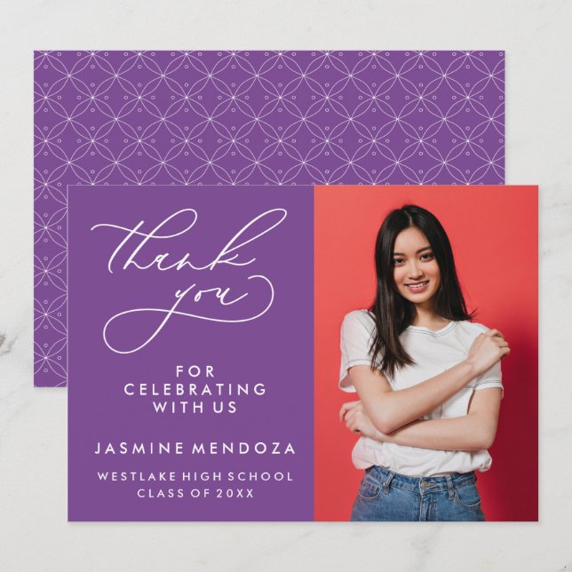 SIMPLE WHIMSICAL CALLIGRAPHY GRADUATION THANK YOU CARD (Front/Back)